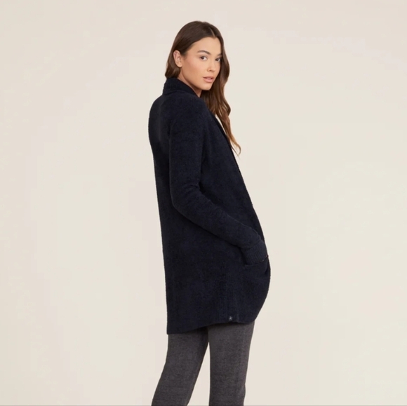 Barefoot Dreams Cozy chic Ultra Lite circle cardigan black L/XL with pockets - Picture 1 of 9